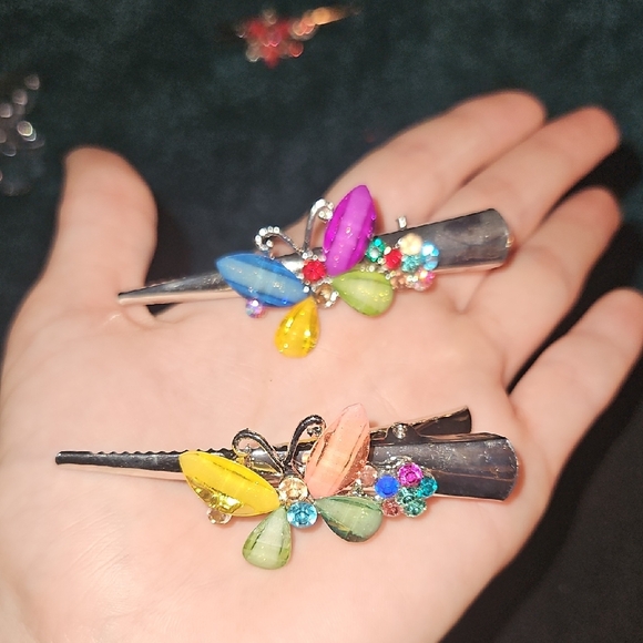 Colorful Rhinestone Hair Clips - Picture 2 of 4